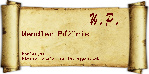 Wendler Páris névjegykártya